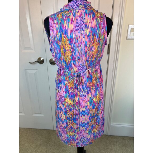 Aqua Women's Multicolor Sleeveless Lightweight Wrap Dress Tie Waist w/Pockets XS - Picture 4 of 13